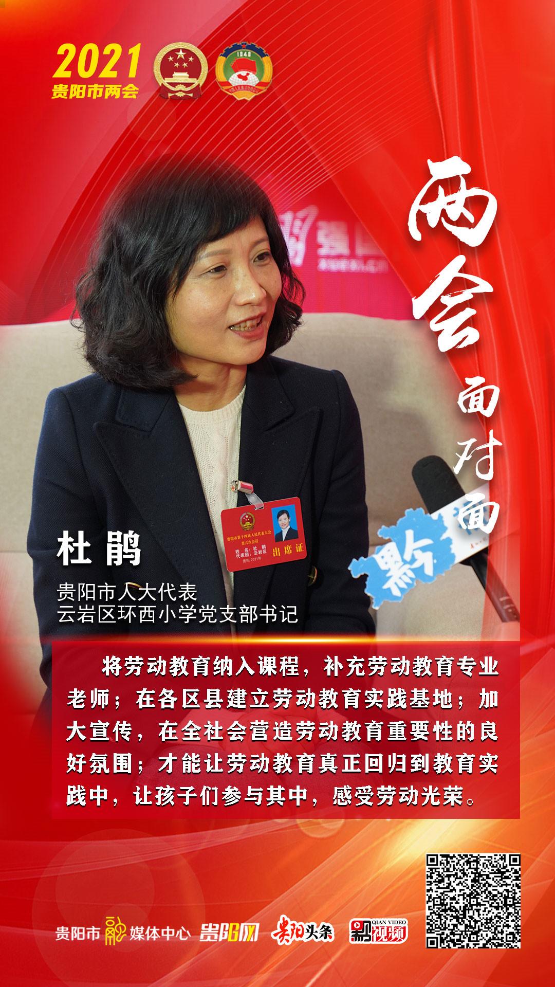 两会面对面贵阳市人大代表云岩区环西小学党支部书记杜鹃新时代的劳动