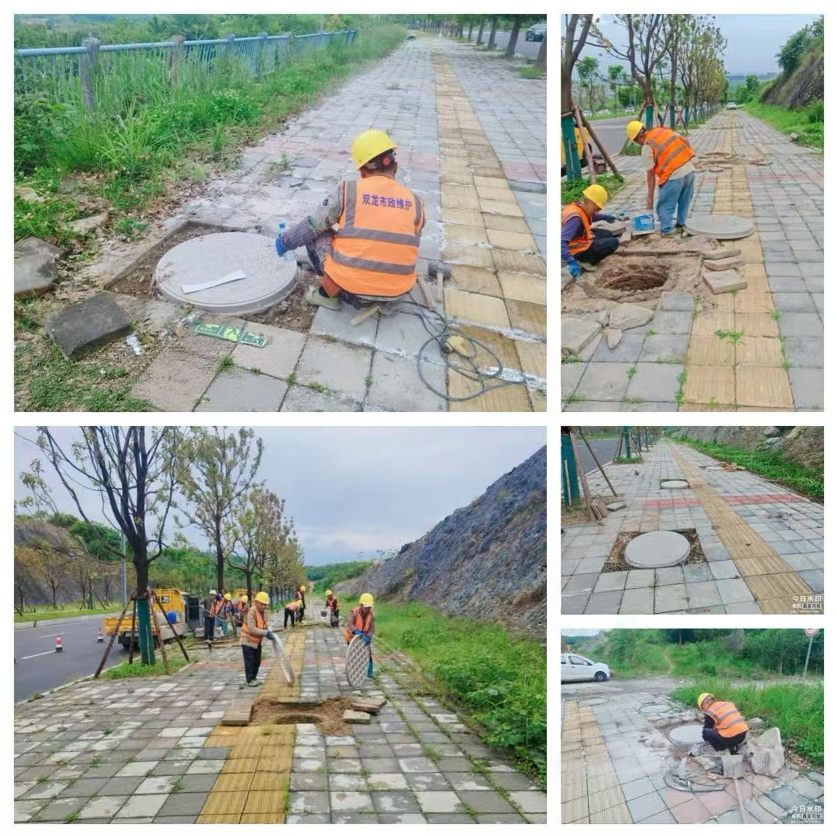 贵州双龙市政设施维护经营有限公司工作人员正在修缮损坏的井盖(部门供图)